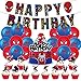 Decoracion Cumpleaños Spiderman Globos Decoración de Tartas Cake Topper Happy Birthday Banner Spiderman Suministro de Fiesta de Cumpleaños para Niños 32Piezas