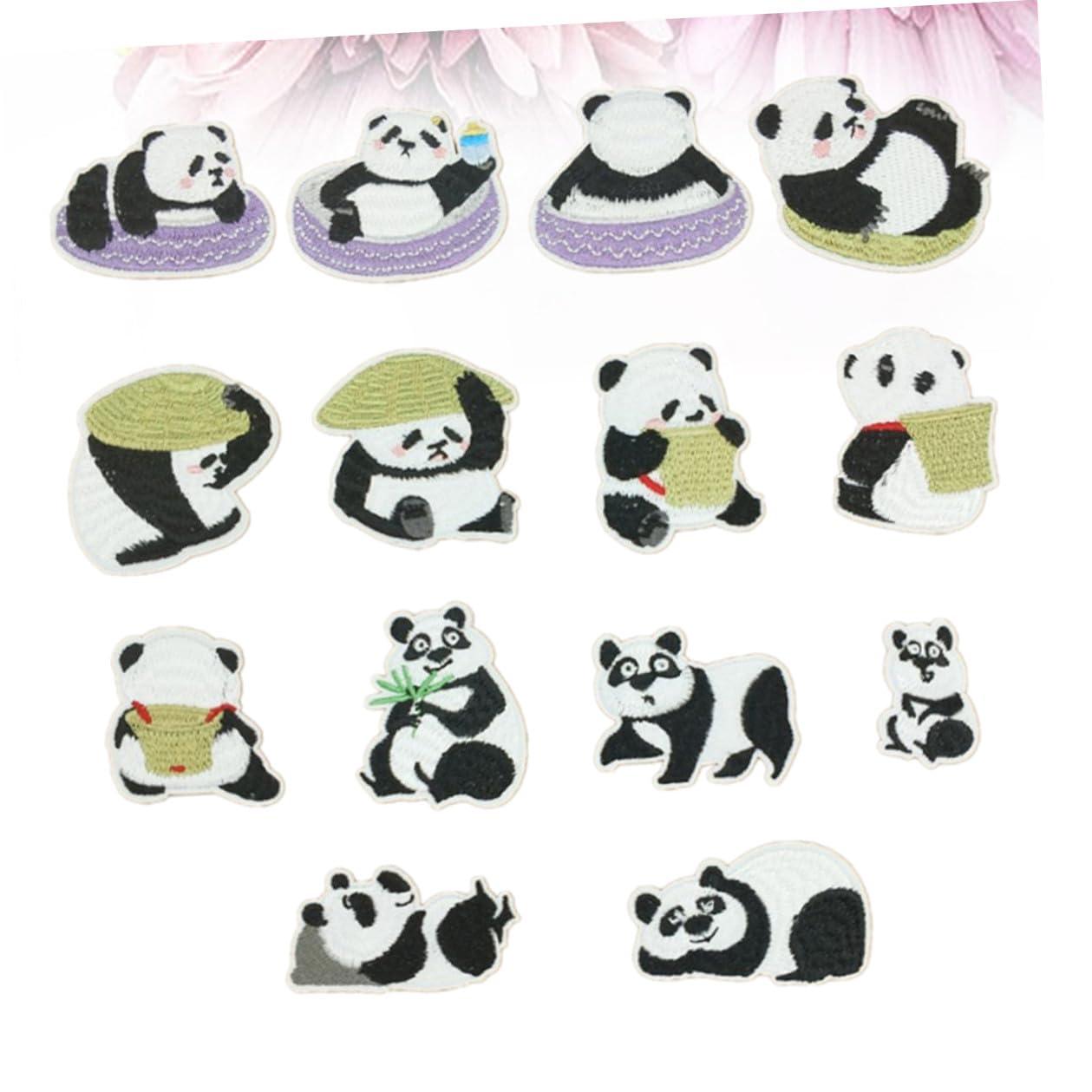 ARTIBETTER 2 Set Toppe Ricamate Panda Per Abbigliamento Set Toppe Termoadesive Per Jeans E Borse Adesivi Decorativi Per Progetti Creativi E Fai Da Te 14 Pezzi * 2