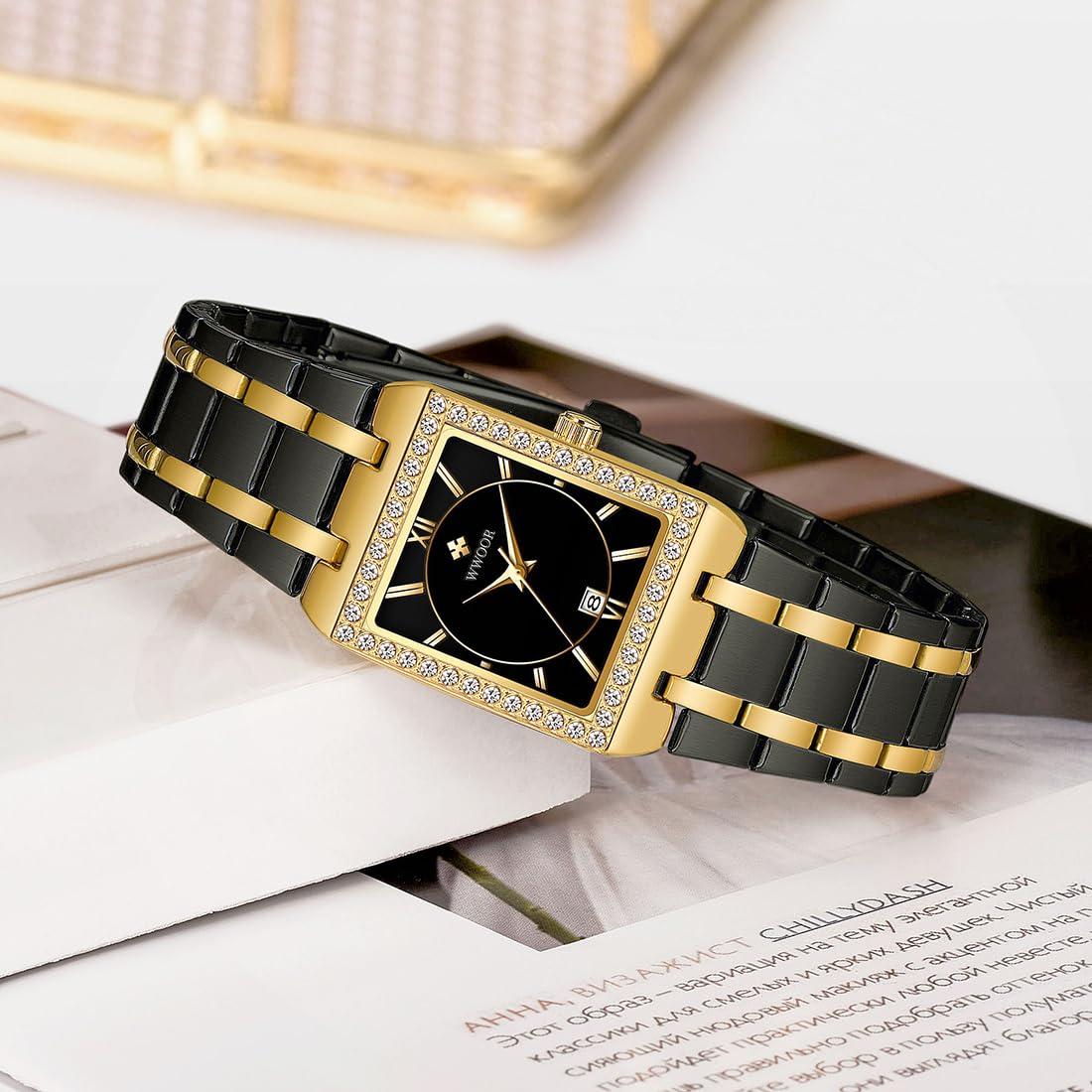 WWOOR Orologi da donna per piccoli polsi in acciaio inossidabile Dainty Square Orologi per le donne con data Orologi da donna impermeabili Elegante vestito al quarzo Orologi da polso da donna Reloj de