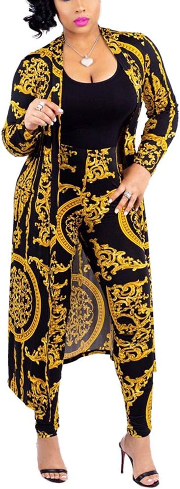ChoichicWomen's 2 Piece Pants Set - Sexy Long Sleeve Open Front Cardigans+ Skinny Pants Suits