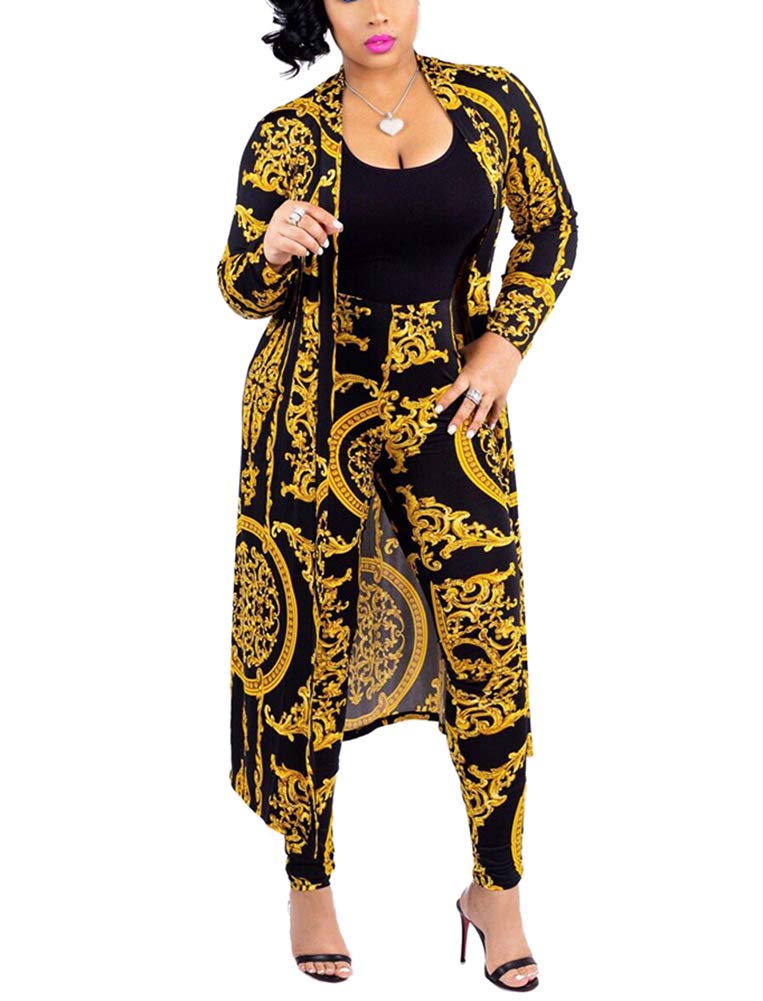 ChoichicWomen's 2 Piece Pants Set - Sexy Long Sleeve Open Front Cardigans+ Skinny Pants Suits