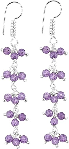 Thecraftman Natural Amethyst Chips Earrings for Women, Yoga Jewelry, Meditation Earring, Crystals Earring, Raw Gemstone, Energy Healing Crystals,
