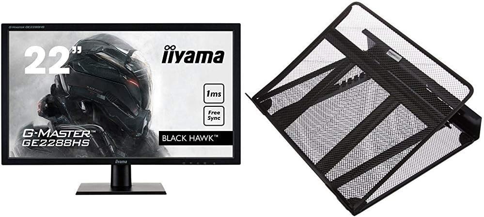 iiyama GE2288HS-B1 22" G-Master HD LED Gaming Monitor with FreeSync - Black & Amazon Basics Ventilated Adjustable Laptop Stand