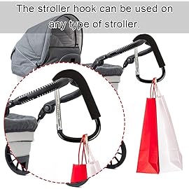BeiLan Stroller Hooks: 6.3 D Shape Large Buggy Carabiner Hook - Pram Pushchair Stroller Clip - Shopping Accessories Bag Holder Hook - Stroller Accessories for Mommy(3Packs)