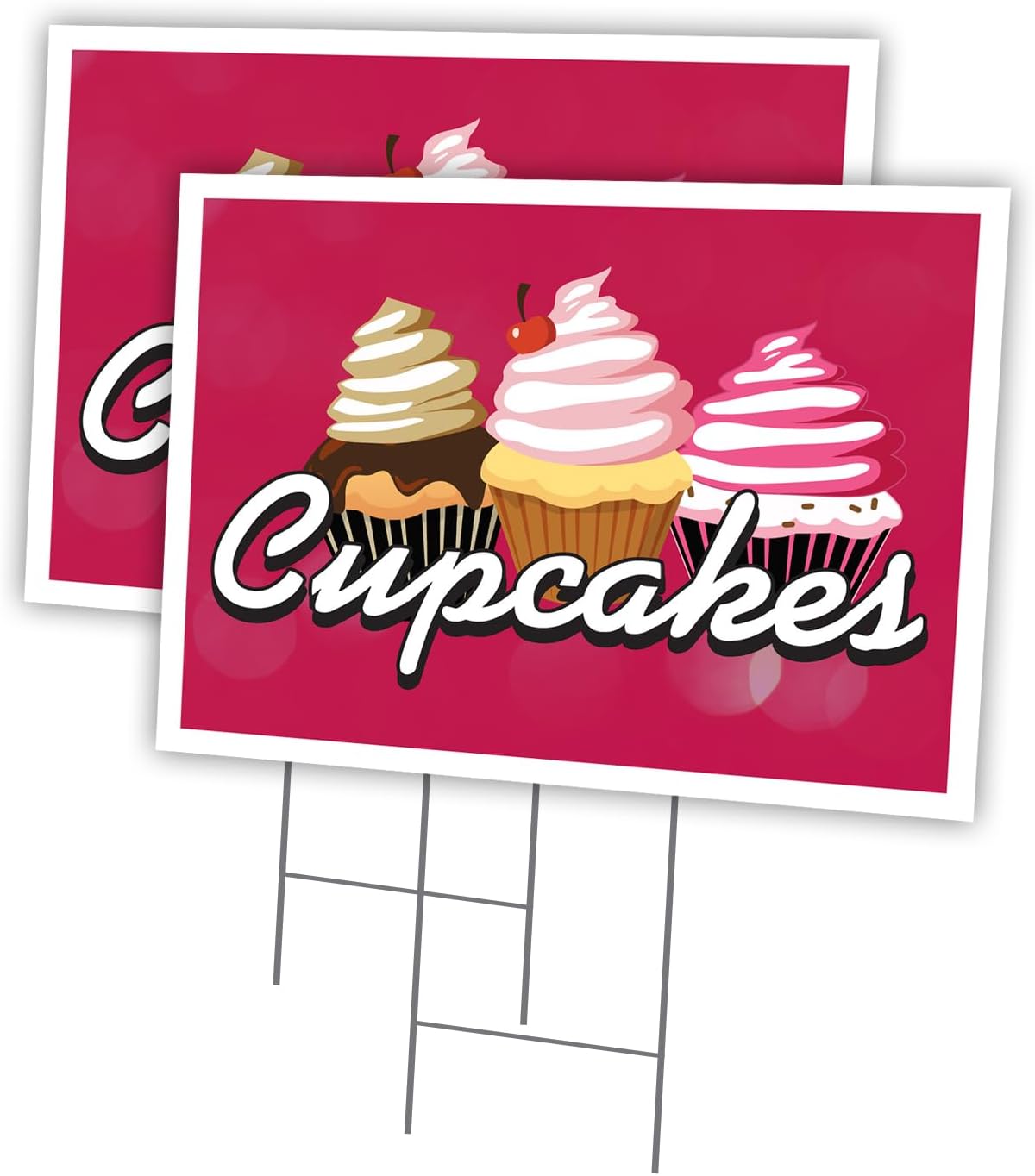 Cupcakes 12" X 16" Yard Sign & Stake | Advertise Your Business | Stake Included Double Sided Image | Made in The USA