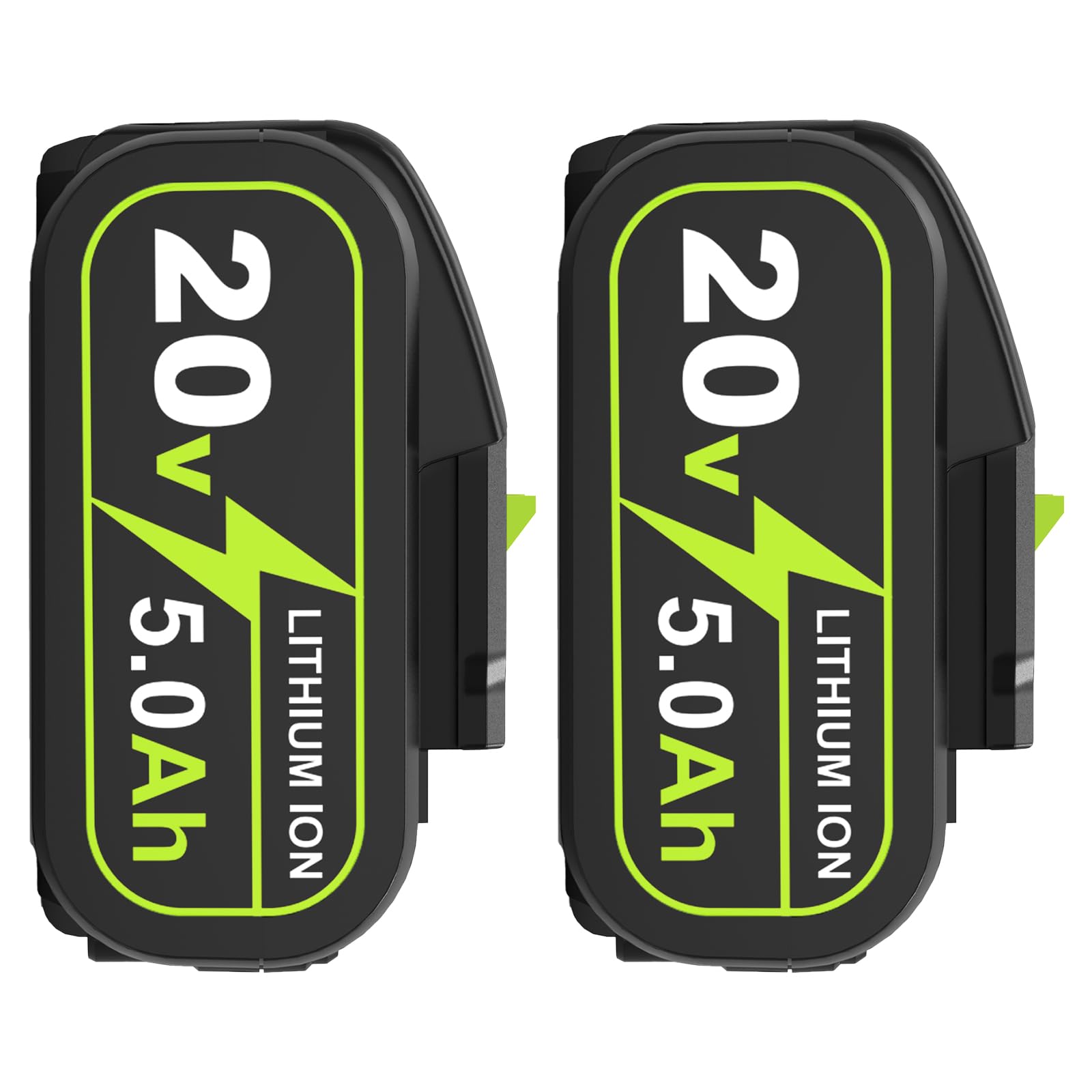 Dosctt Pack of 2 5000 mAh Replacement for Worx 20V Battery WA3525 WA3578 WA3520 WA3575 WX550L WG629 WG547 WG545 WG801 WG320 WX176L WX169L WX682L WG163 green green green