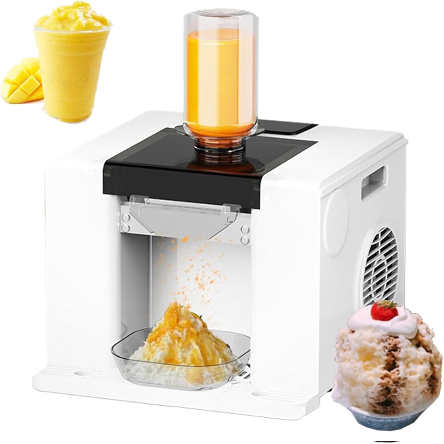 Automatic Snowflake Ice Machine, 60kg/24h Shaved Ice Machine with Touch Screen, Rapid Cooling, Snowflake Ice Maker for Dessert, Ice Cream, Suitable for Party＆Commercial Use Black