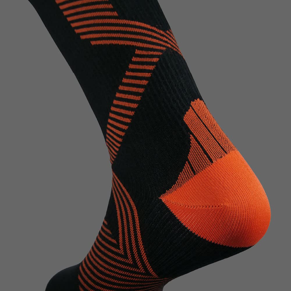 VER JARI Chaussette étanche imperméable | Imperméable | Hauteur Mi-mollet | Intérieur Molleton Mérinos | Chaussette imperméable et waterproof | Noir-Orange
