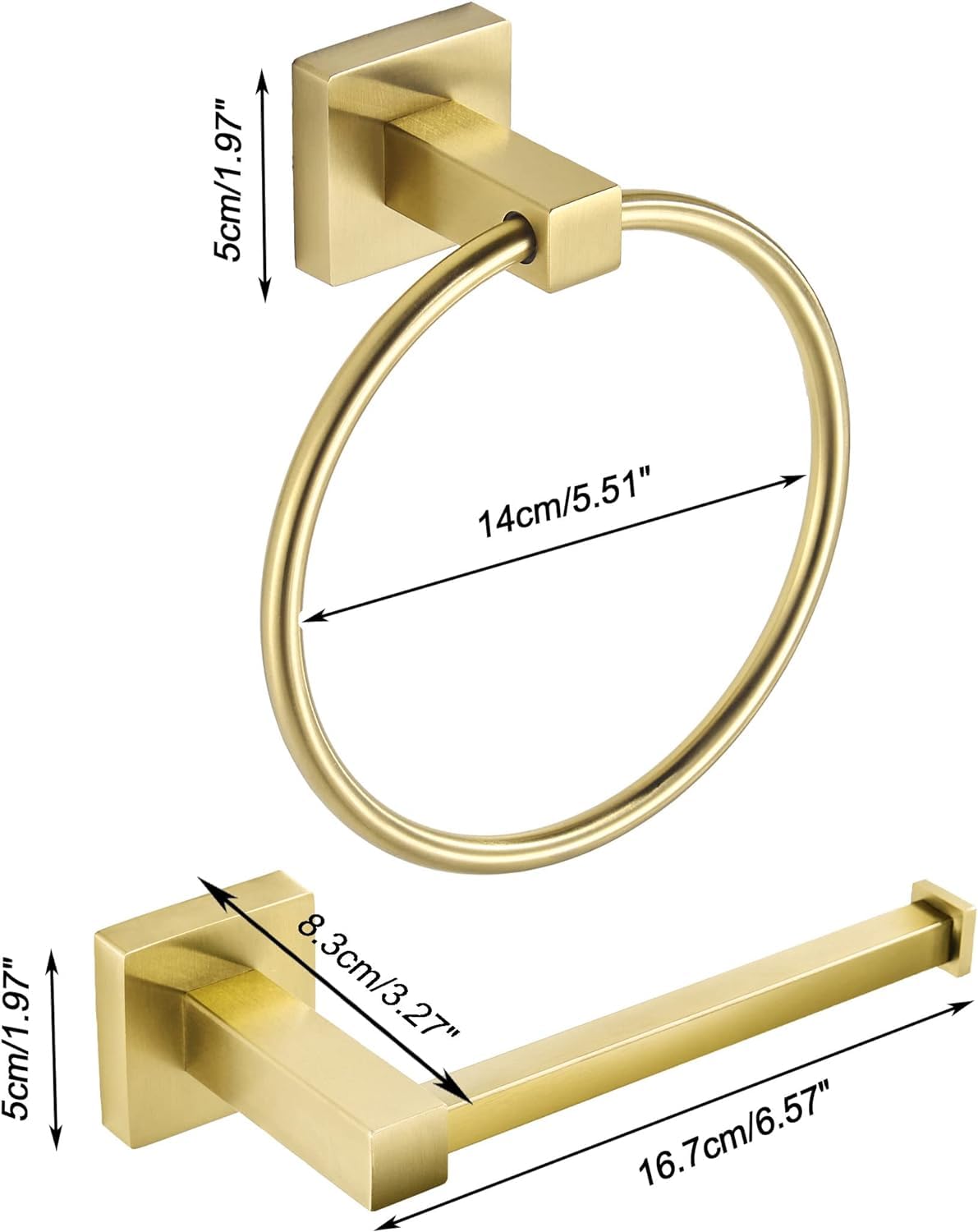 Autumn Alley 5 PC Brushed Gold Modern Bathroom Accessories Set, Wall