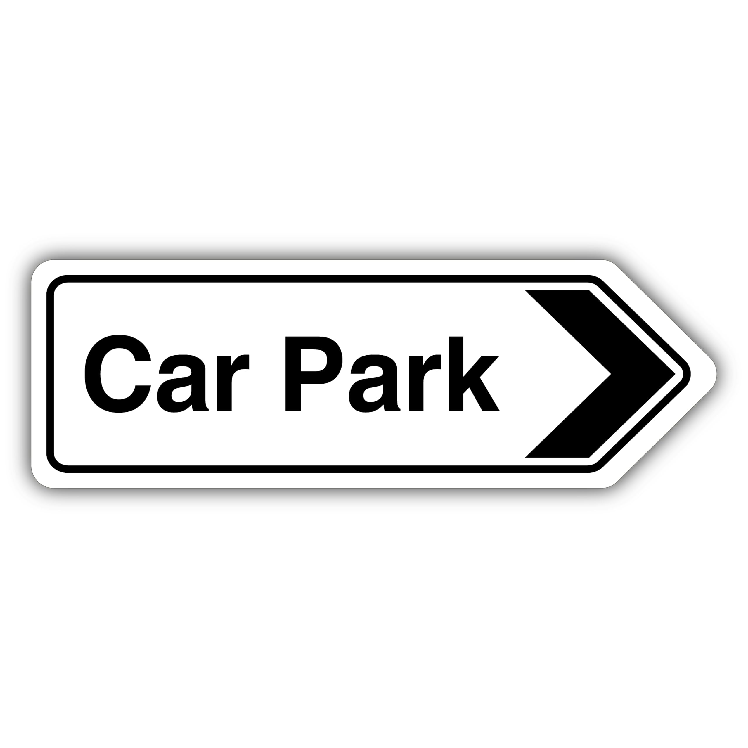 V Safety Car Park Arrow Right - Shaped Sign 300 x 100 mm - 2mm Super-Tough Rigid Plastic