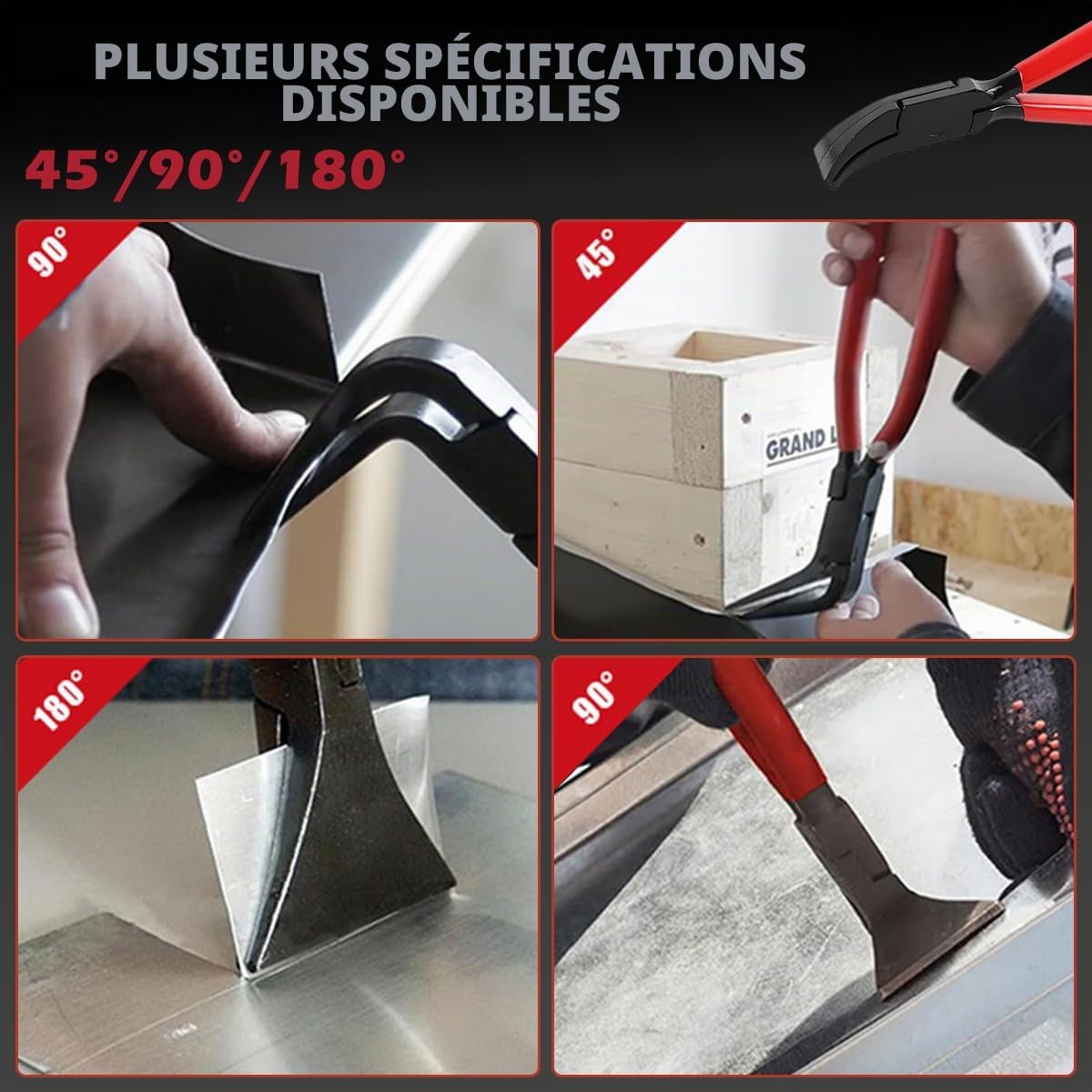 3PCS Pince Pliante Plieuse Tole(0°, 45°, 90°) Pinces à Plier la Tôle Portable Largeur 22 mm Mini Jeu de Pinces à Tôle de 22 mm Pince à Chanfreiner Outil Couvreur pour Plier et Lisser les Tôles