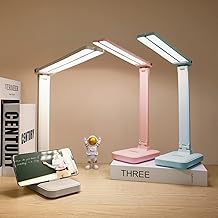 LuxLumin White Desk Lamp for Home Office, Portable Small Desk Lamp with 3 Lighting Modes, Battery Operated Rechargeable Desk Lamp for Kids, Reading, Study, Dormitory, White