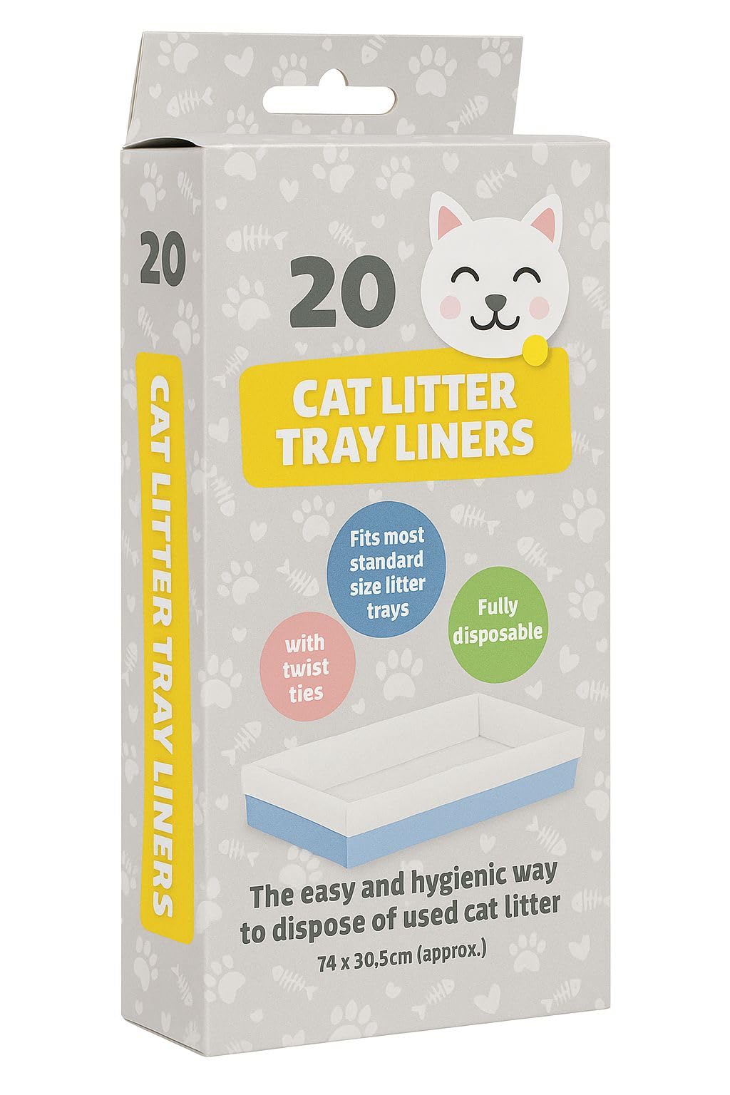 Pet Guru White Cat Litter Tray Liners, Pack Of 20, Strong Quality With Twist Ties, Fully Disposable Fits Standard Size Trays (20)