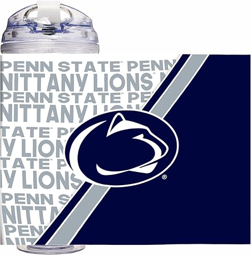 Miniatura 105 de Rico Industries NCAA - Vaso de acrílico estándar de 24 onzas con tapa con bisagras, vaso de doble pared con licencia oficial y popote