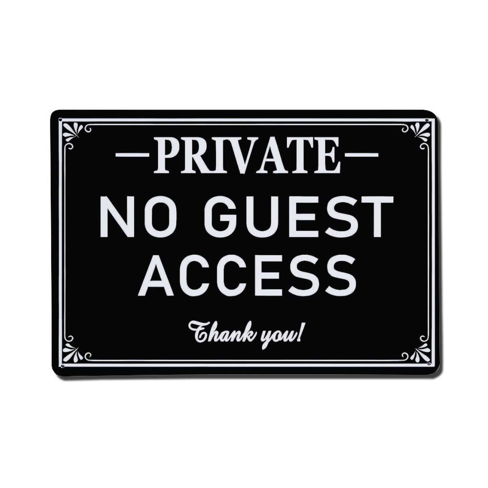 Private No Guest Access Entry Warning Plaque Vintage Aluminium Metal Sign, Retro Wall Decor for Home, Bar, Garage & Farmhouse 20x30cm
