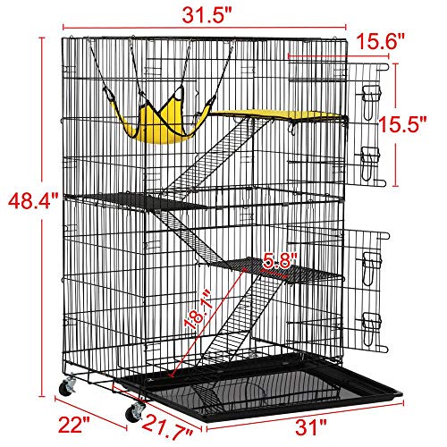 image for Yaheetech 49'' Collapsible Cat Cage 4-Tier Metal Cat Kennel Ferret Enc