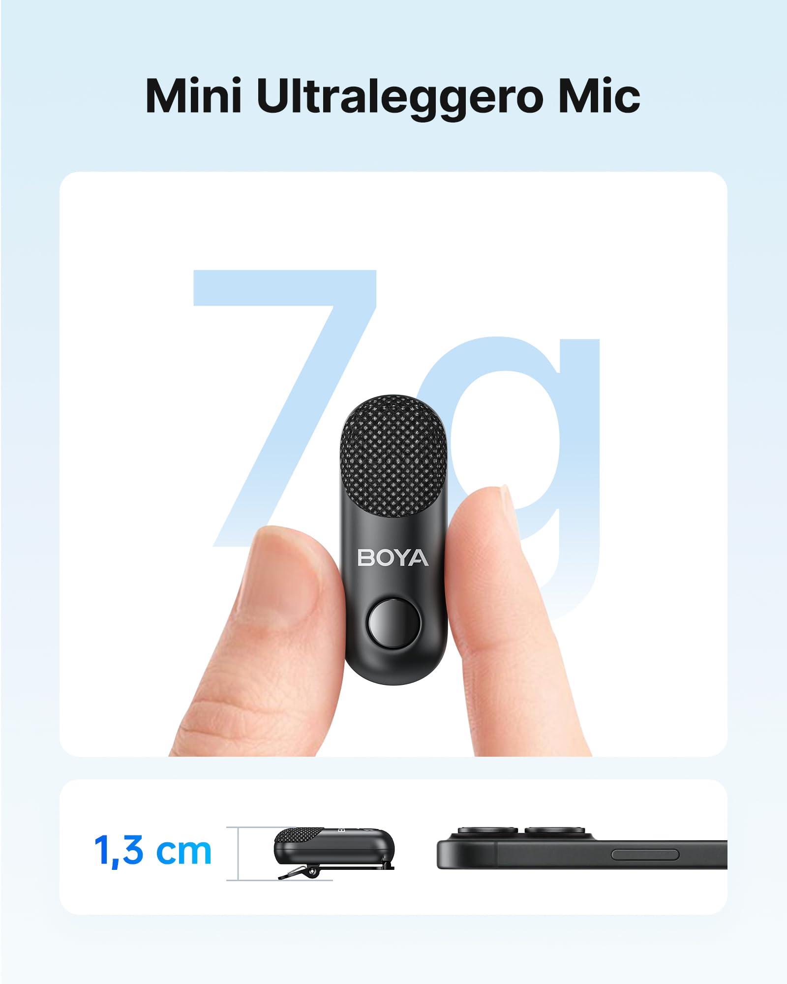 BOYA Magic Microfono Wireless per iPhone 15/16, Android Smartphone, Design Trasformabile, Mini Microfoni Wireless con Spina USB-C Jack, 48KHz/24Bit, Microfono Lavalier per Video Social, Streaming