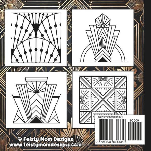 Art Deco Dreams: An Abstract Coloring Experience - Bold and Easy Mini-Coloring Book 6"x6" - 75 Designs: A Luxurious Escape into Bold Geometric Elegance! image 3