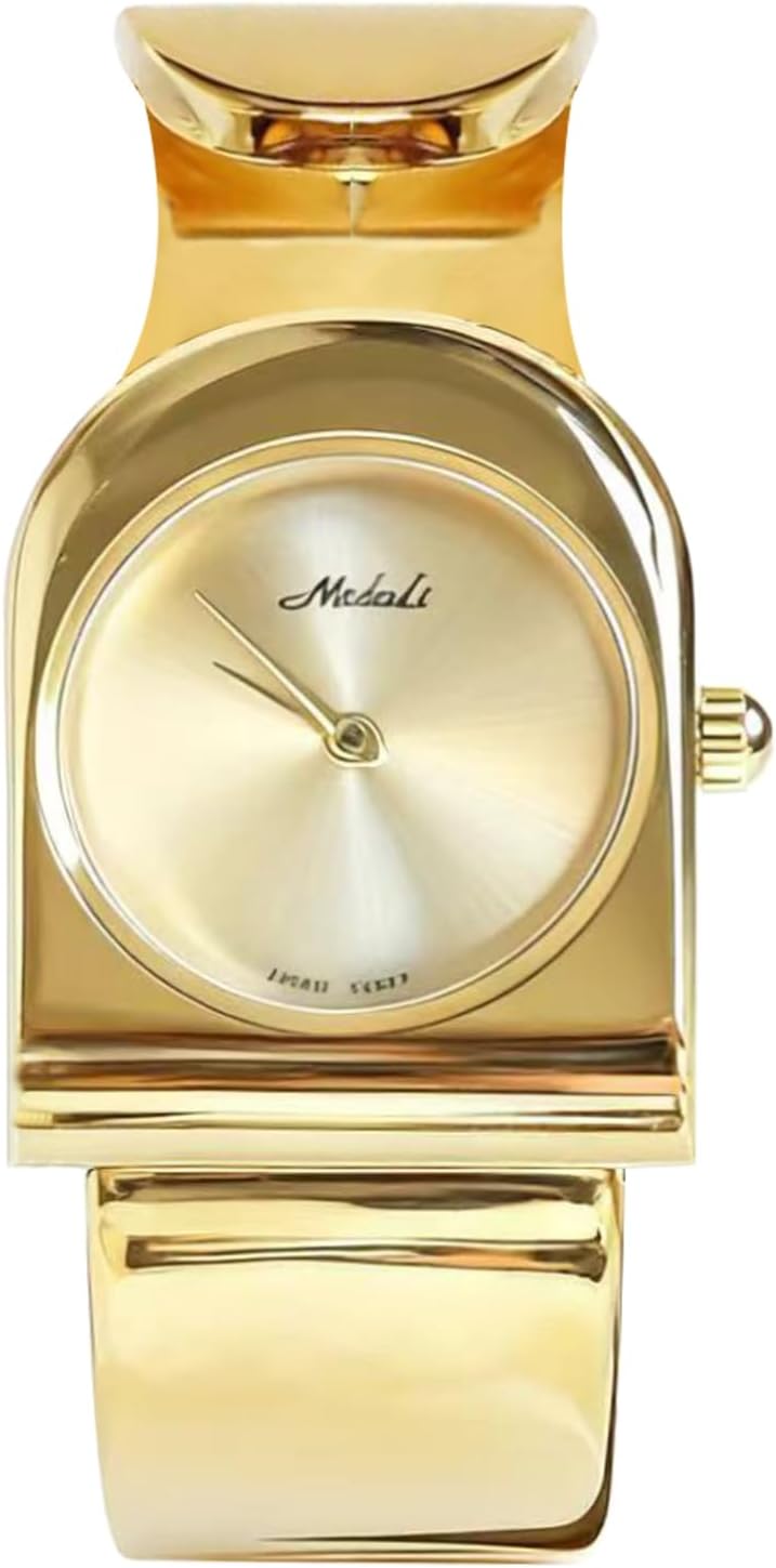 Gosasa Luxury Dainty Gold Women’s Bangle Quartz Watch – Elegant Metal Cuff Bracelet Design, Fashion Dress Watch for Ladies, Fits Wrist up to 6.3in, Gift for Her