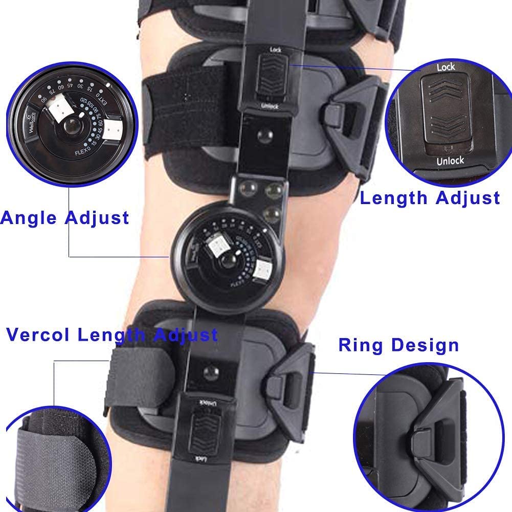 rodillera artritis mujer menisco y ligamento Brace de rodilla ROM con bisagras Post OP Knee Knee for estabilización de recuperación Estabilizador de apoyo ortopédico médico ajustable después de la cir