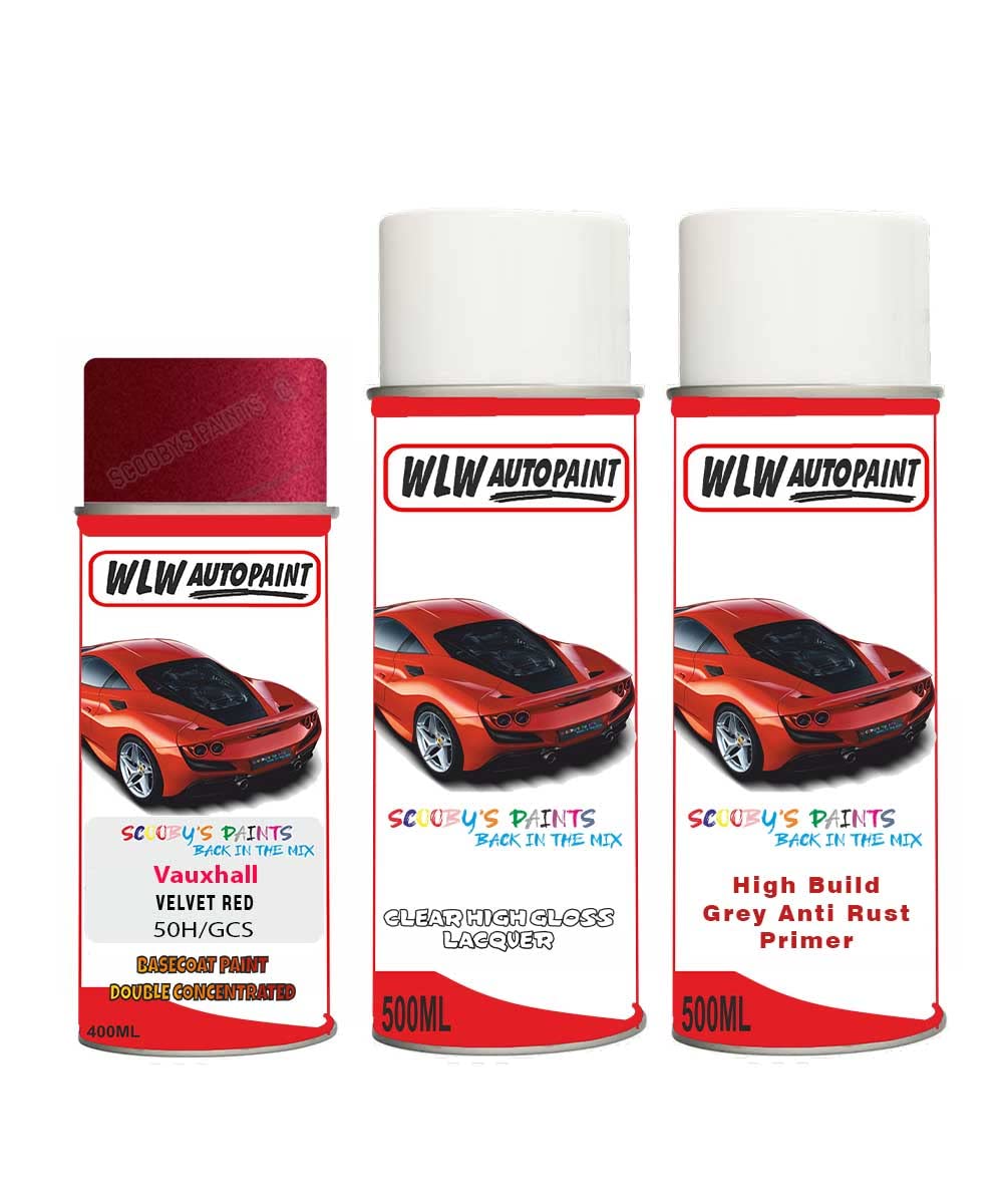 SCOOBYS PAINTS BACK IN THE MIX Aerosol Spray Paint For Vauxhall Mokka Velvet Red 2010-2019 Primer Undercoat With Lacquer