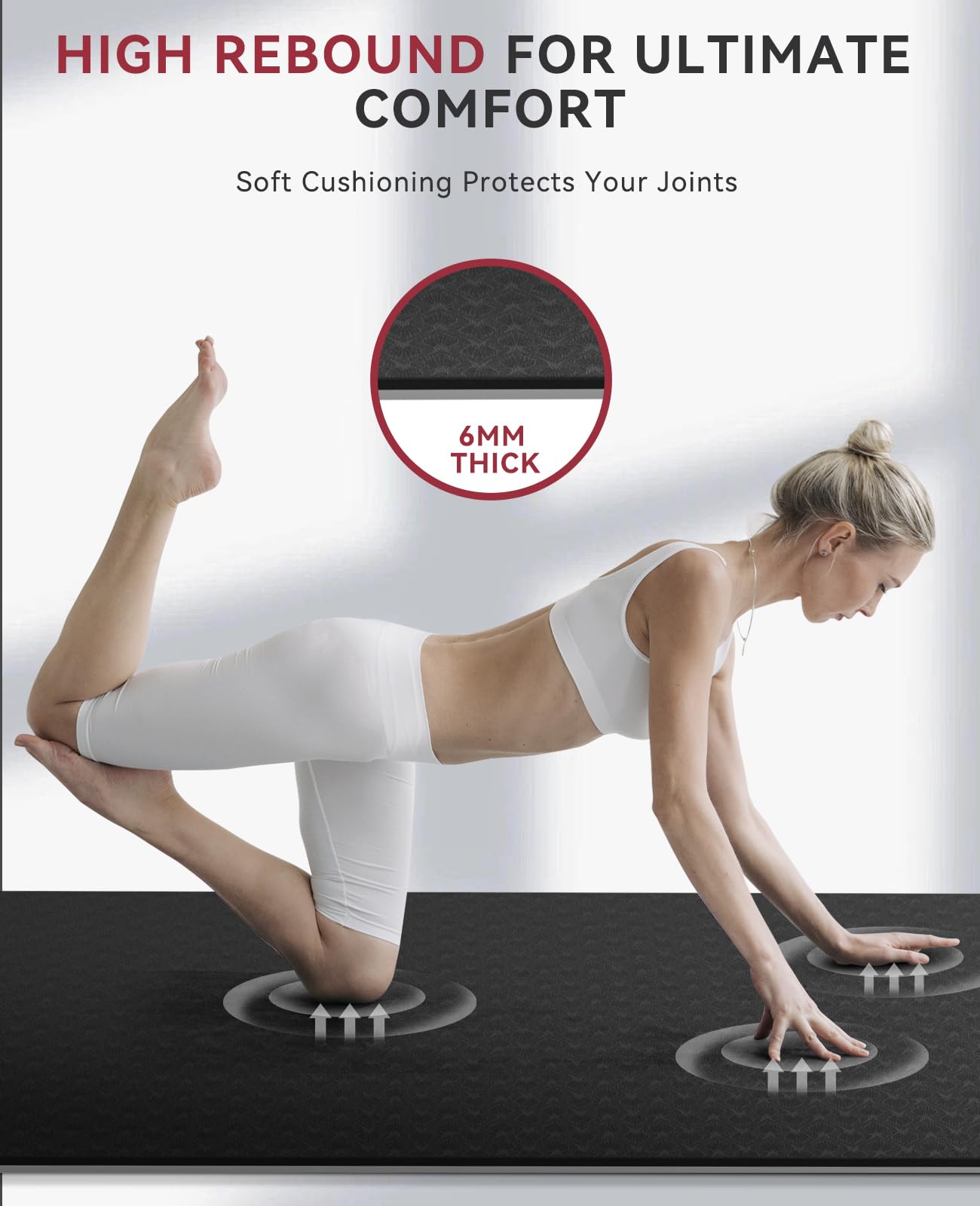 HAPBEAR Large Yoga Mat -183×122cm×8mm, Non-Slip, Durable, Thick