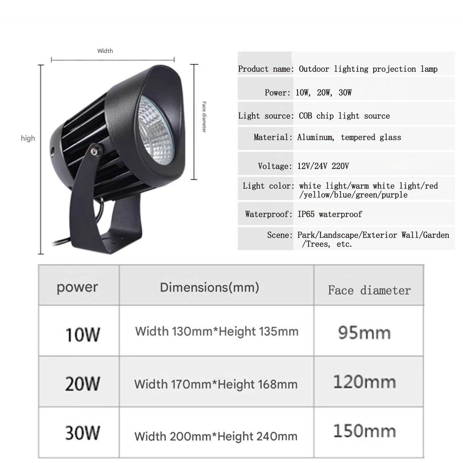 Focos Suelo Led Exterior - Foco De Exterior COB, Luz De Árbol Impermeable IP65, Foco LED De Ángulo Ajustable, Proyector LED Para Paisaje De Jardín Y Césped, Iluminación De Pared Exterior(Red,30W(220V)