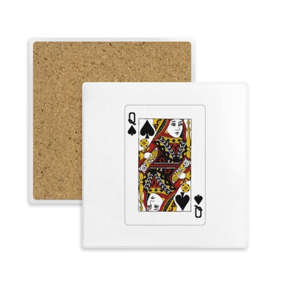 Dessous de verre Cartes à Jouer Spade Q en pierre absorbante pour mug