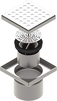 Vodaland - 6 inch Shower Floor Drain with Removable Strainer, Built in Hydro Lock Gasket, Brushed 316 Stainless Steel and Certified.