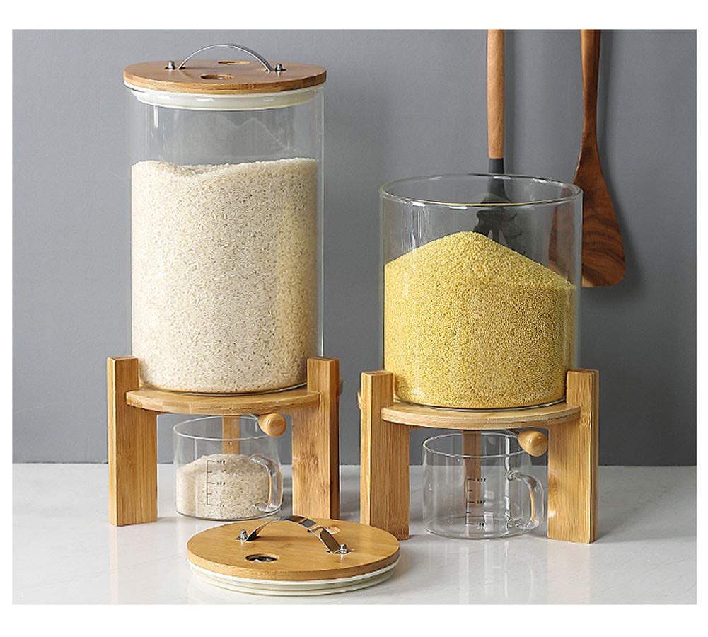Vorratsbehälter Küche, 5L/8L, Vorratsdosen Luftdicht, Glas Müslispender Reisbehälter Mehlbehälter Lebensmittel Aufbewahrungsbox mit Deckeln, Versiegelt Feuchtigkeitsbeständig 5L