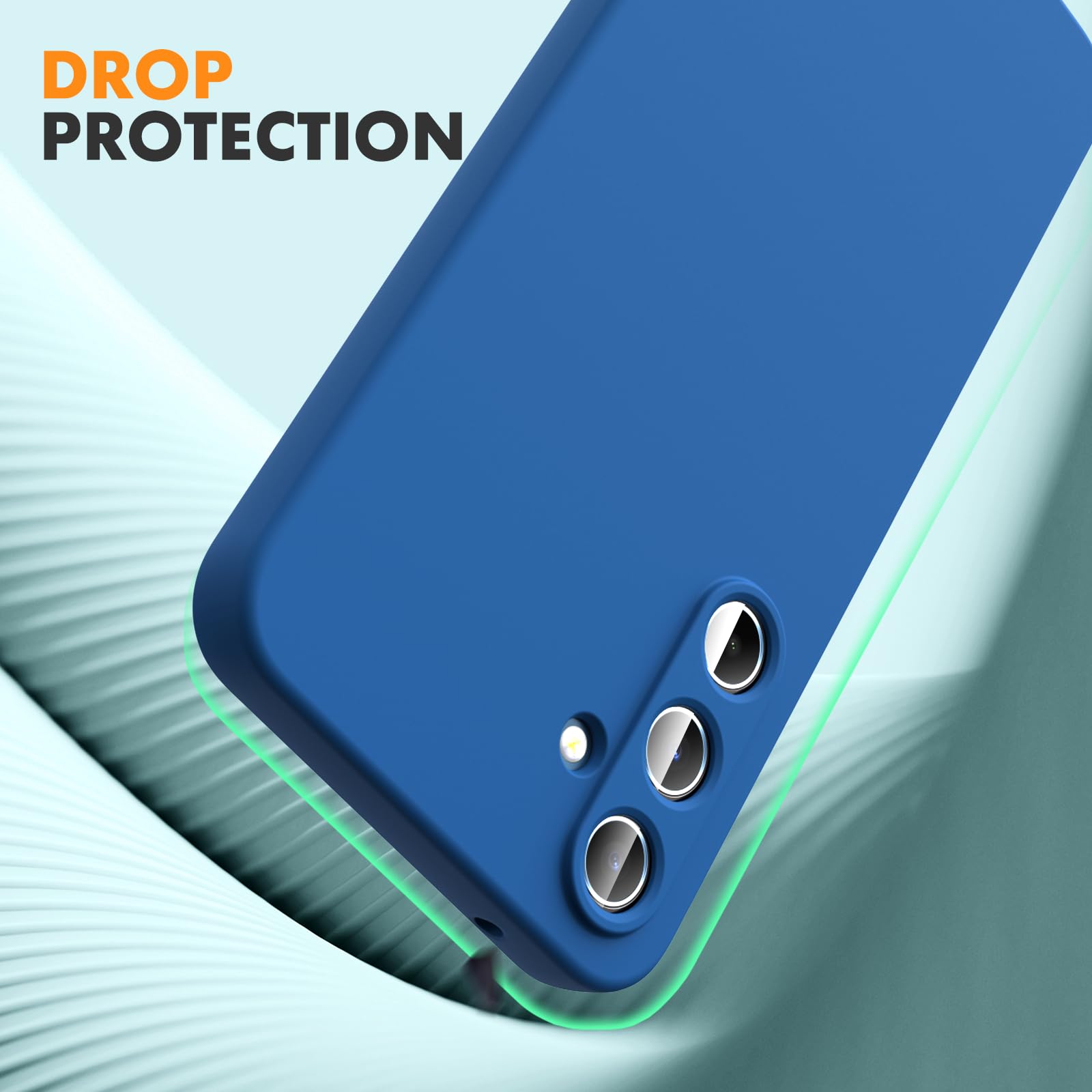 Vansdon Cover Compatibile con Samsung Galaxy A55 5G, 2 Pellicola Protettiva in Vetro Temperato, Gomma Gel di Silicone Liquida Antiurto Custodia - Blu