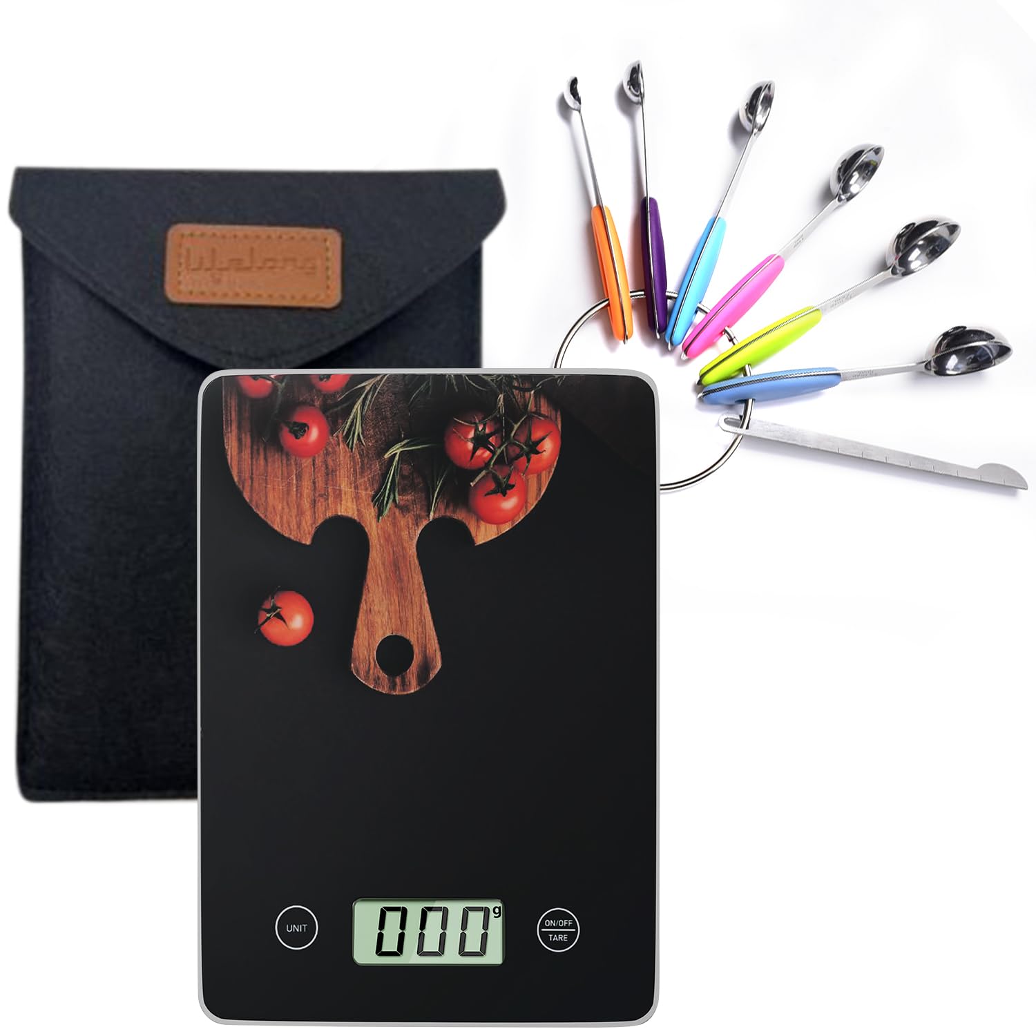 Lifelong Weight Machine for Kitchen with Measuring Spoons - Digital Kitchen Weighing Scale with Storage Cover & Backlight - Food Weighing Scale Appliance with TARE Function & LCD Display (Black) (B0C14Q2GQW) Amazon Price History, Amazon Price Tracker