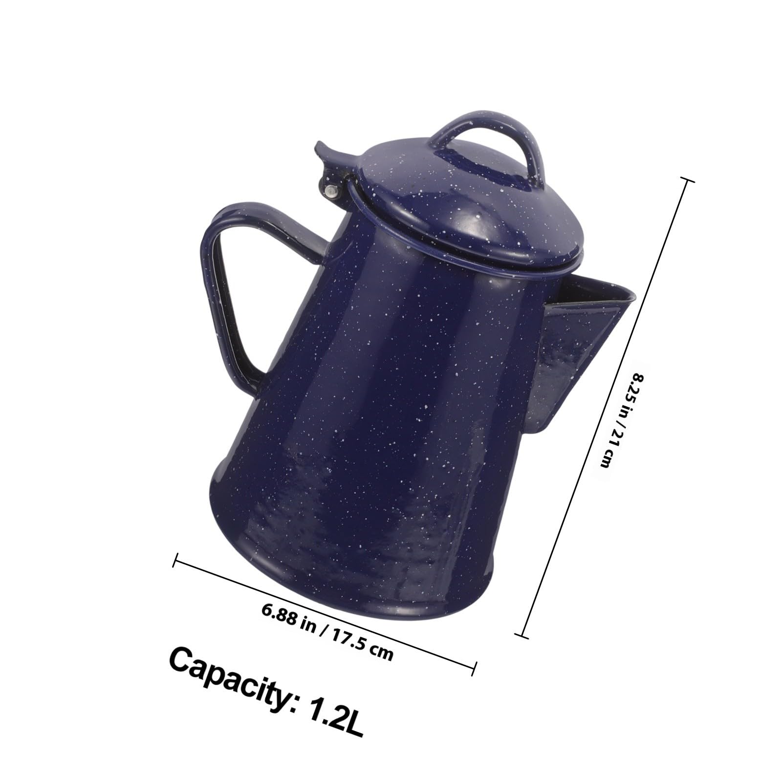 Tetera de Esmalte Azul con Boquilla, Capacidad 1.2l, Diseño Elegante, Adecuada para Cocina de Camping y Uso Doméstico