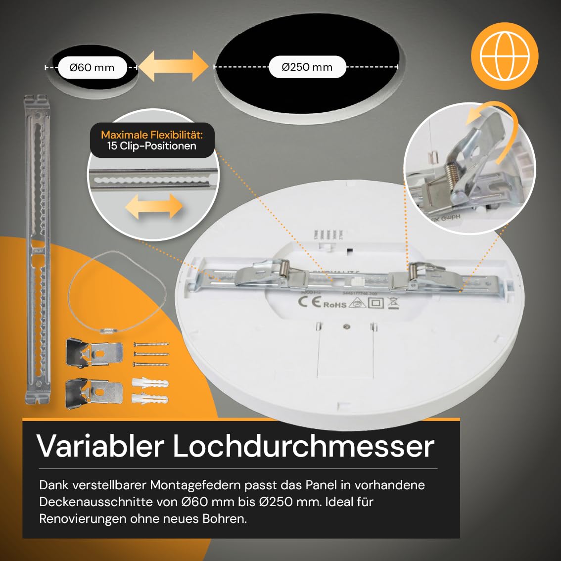 6er Pack LED Panel rund Ø 290mm, 24W 2400lm, Weiß