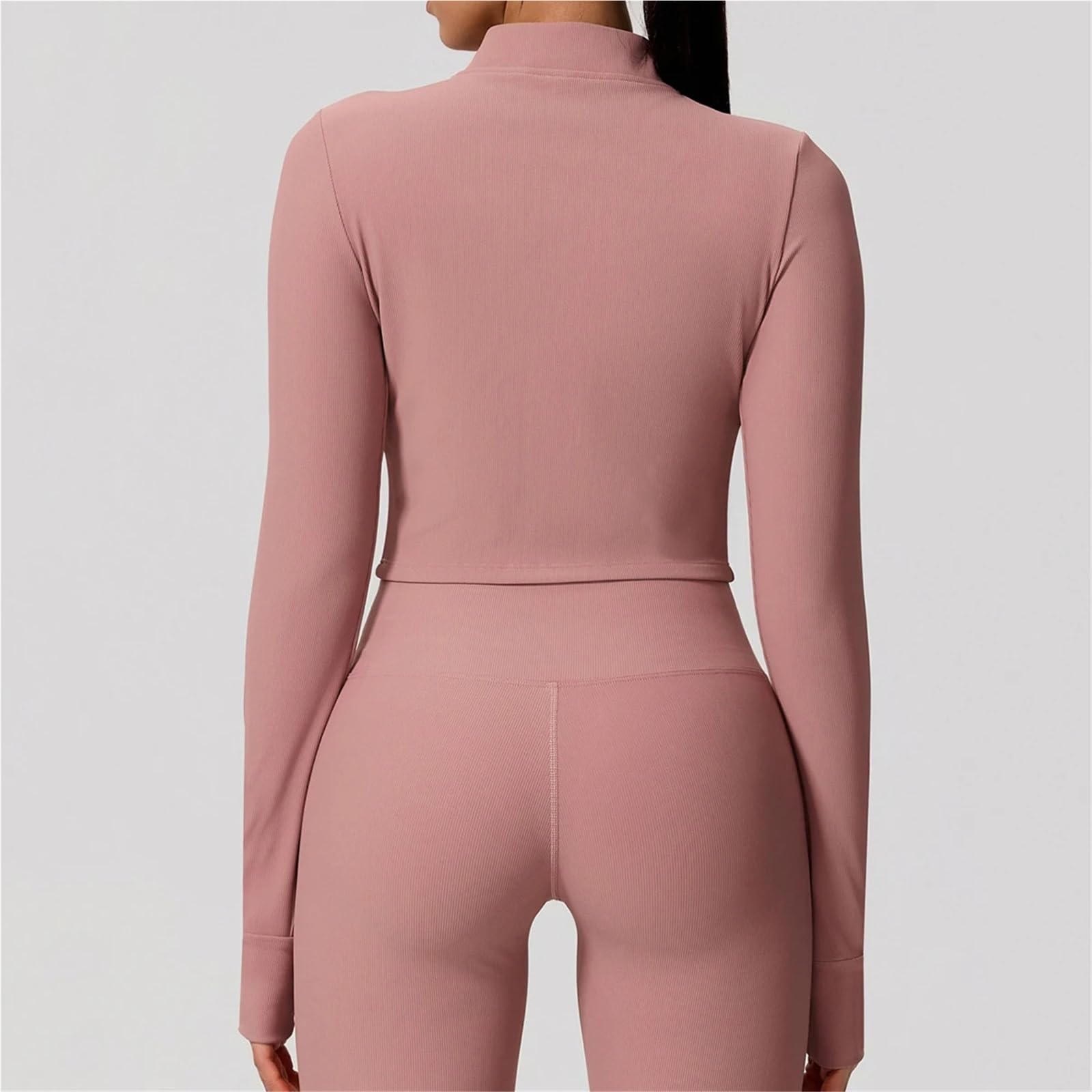 Sport Tights Jacke für Damen Sportjacke mit Reißverschluss for Damen, langärmelig, Yoga-Oberteil, Fitnessstudio, Sportbekleidung, schnell trocknend, atmungsaktiv, Fitness-Mantel, einfarbig