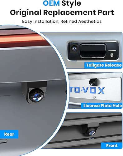 Miniatura 5 de AUTO-VOX Cámara de respaldo CAM7 Pro, impermeable IP69K y corrección ojo de pez, 1080P HD cámara de visión trasera  frontal transparente, cámara de