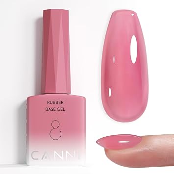 CANNI Rubber Base Pink Gel Nail Polish, Baby Pink Gel Polish Soak Off Color High Gloss Soak Off U V Nail Manicure Salon and DIY at Home
