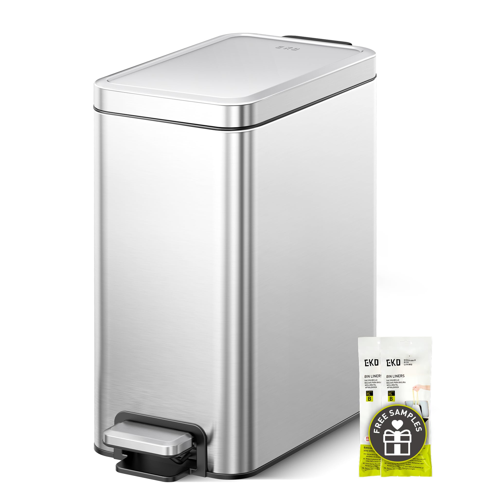 Amazon.com: EKO Small Bathroom Trash Can with Lid Soft Close, Step