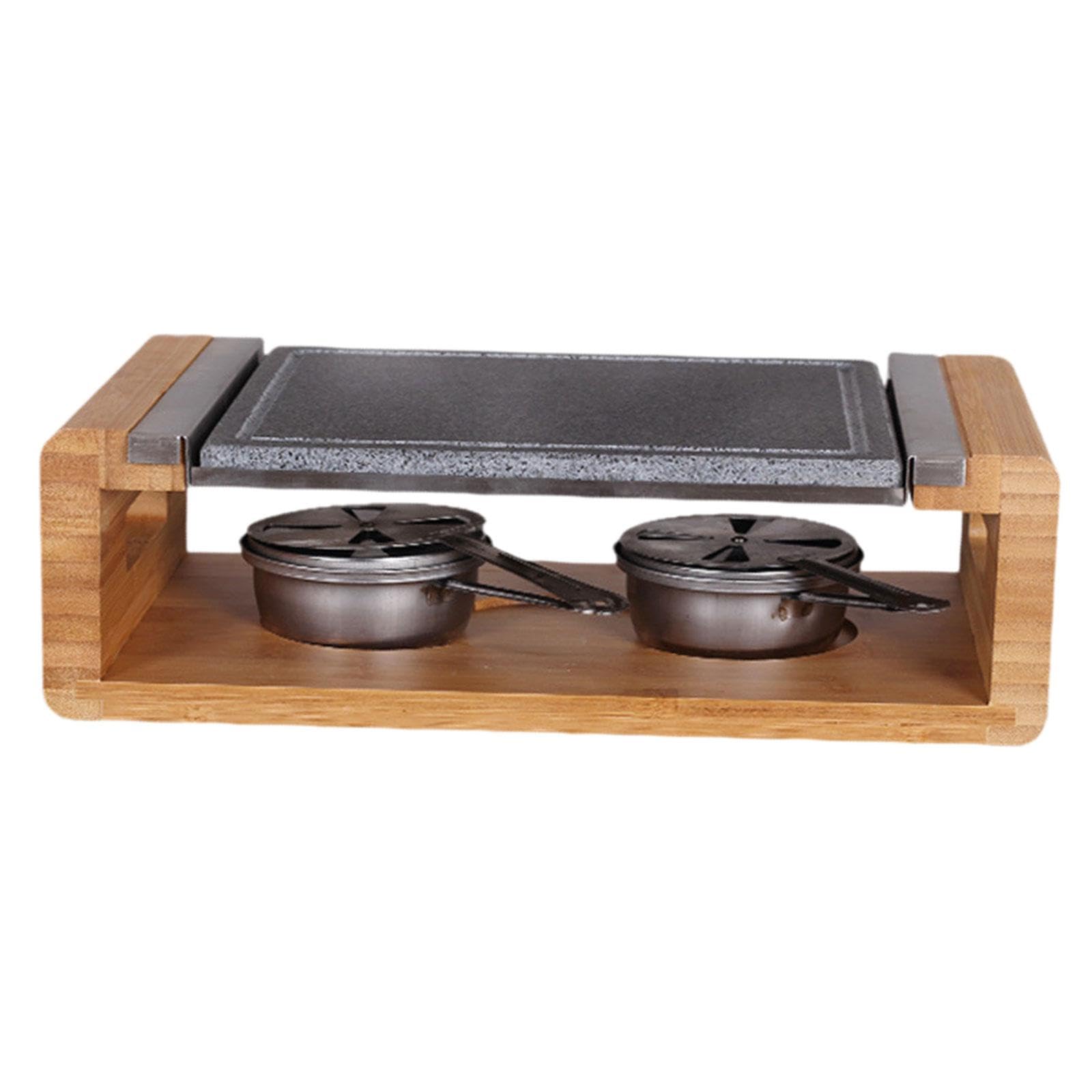 Gril en Pierre pour Barbecue, Idéal pour Servir Les Steaks et Autres Aliments, Robuste avec Son Support en Bois et Sa Plaque de Cuisson en Pierre. par