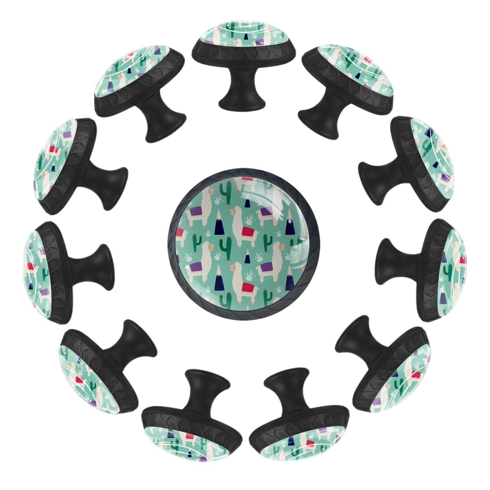 Boutons de tiroir alpaga et cactus 35 mm en lot de 12 pour commode enfant