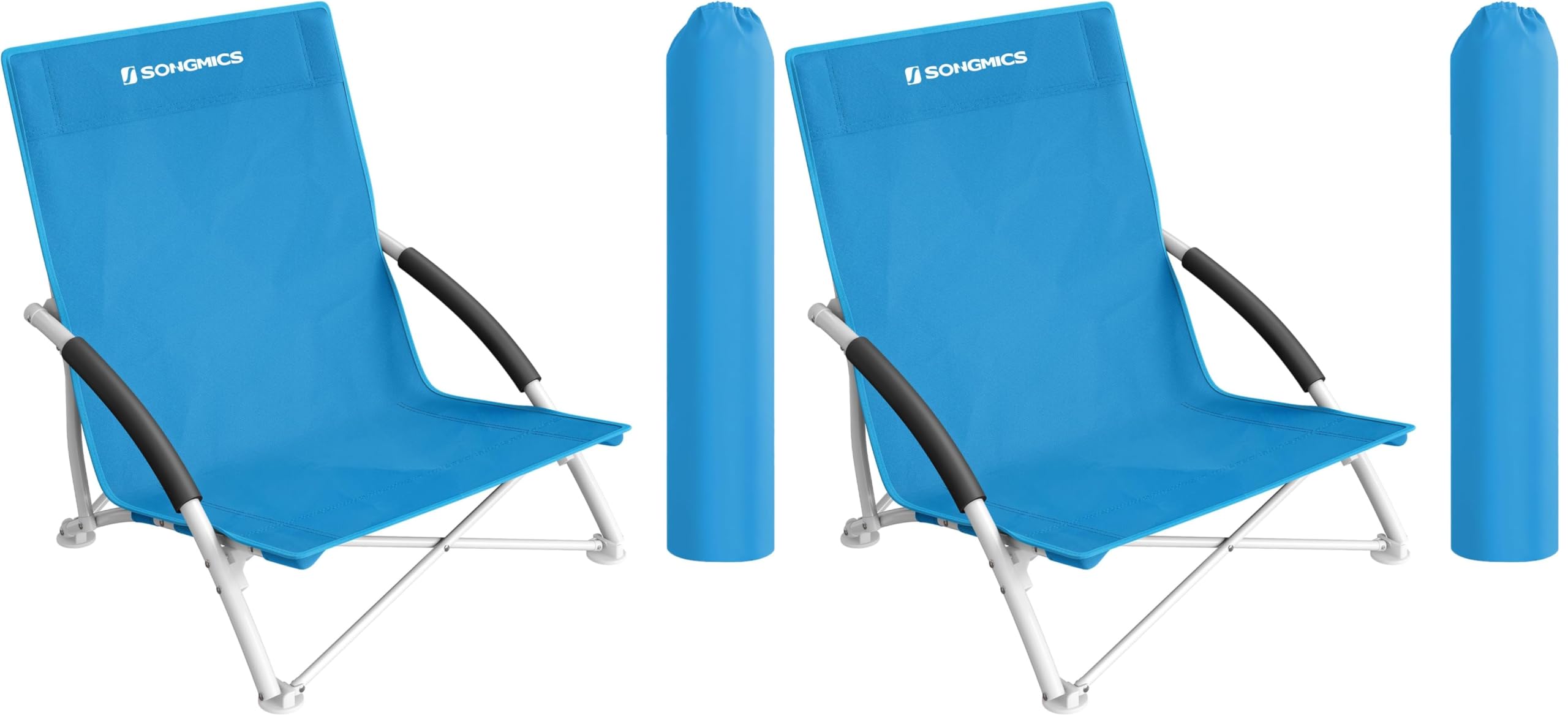 Chaise de plage pliante SONGMICS | Confort dossier haut pour camping-car et vacances - Lot de 2