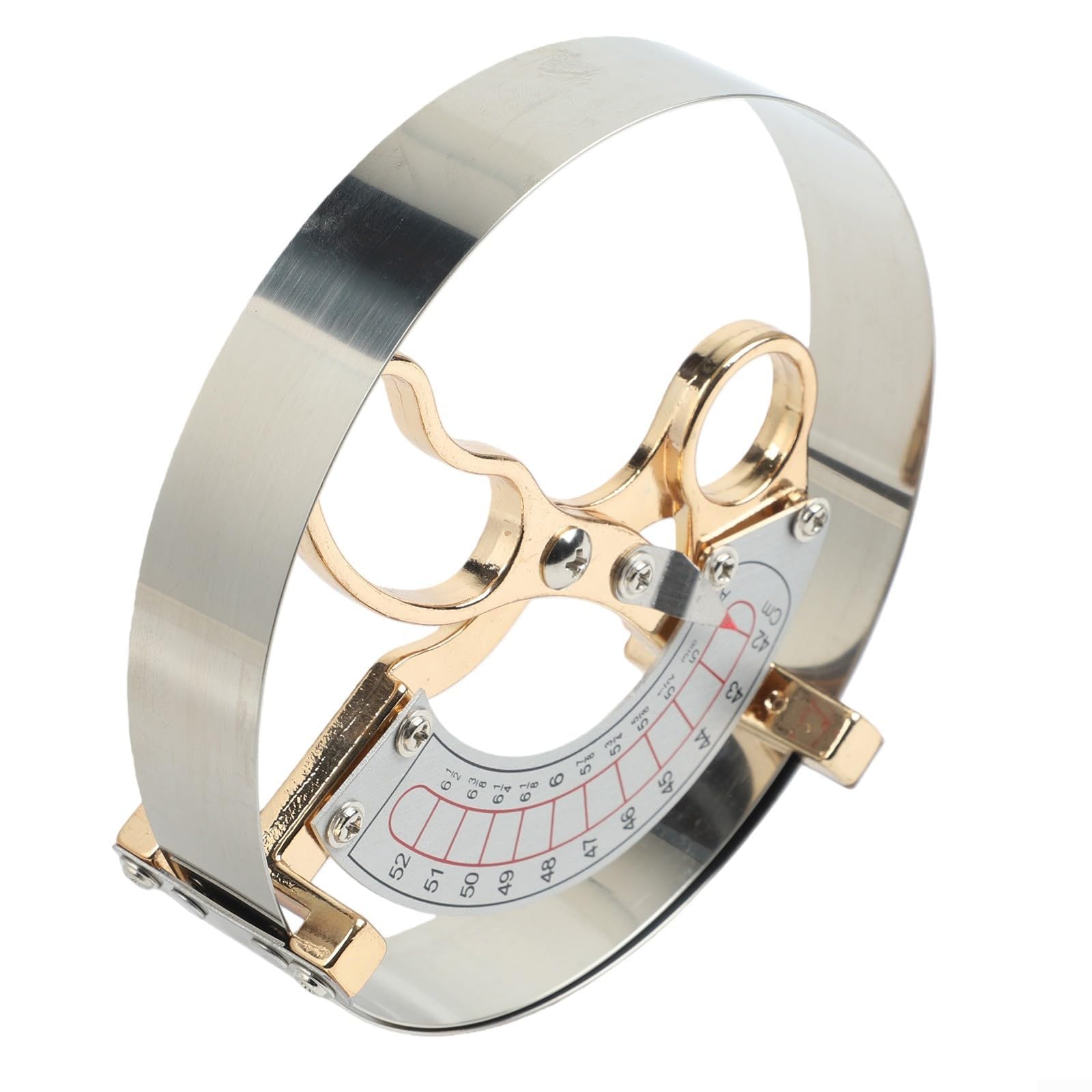 Instrumento de medición de tapas para la industria de sombreros con legibilidad de escala curvada de metal suave y diseño de mango estable para resultados consistentes (42-52 cm)