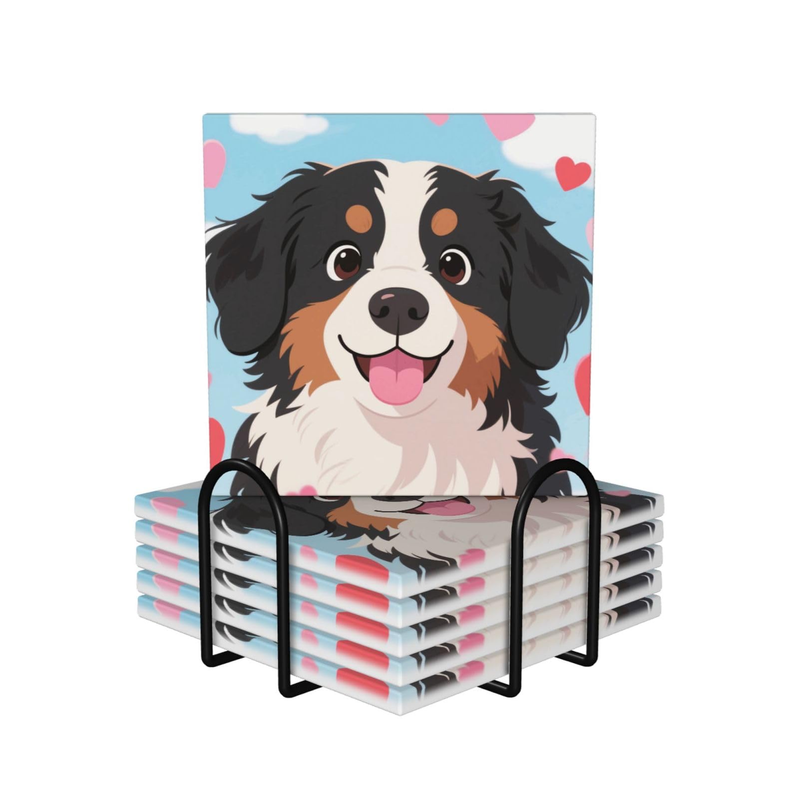 Dessous de verre chien bernois en céramique pour un apéritif convivial sans taches de table