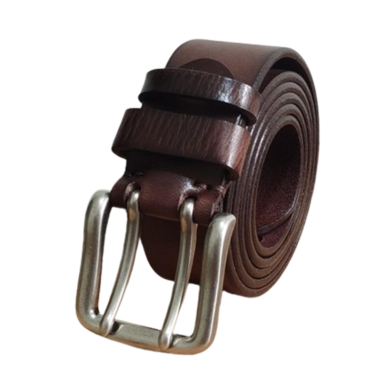 Herren Ledergürtel Doppeldorn Schließe Ca. 3.8cm Breit Und Ca. 4mm Stark, Männer Guertel Doppel ösen Echt Leder Vintage Look Gürtel Für Kleidung(100cm/39, Coffee)