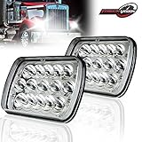 DOT Rectangular 5x7 7x6 LED Headlights Hi/Lo Replace H6054 Hid Halogen Sealed Beam headlamp Jeep Wrangler JK Grand Cherokee XJ YJ JKU 4x4 Toyota Tacoma pickup Ford F250 E350 Chevy Corvette Dodge Ram