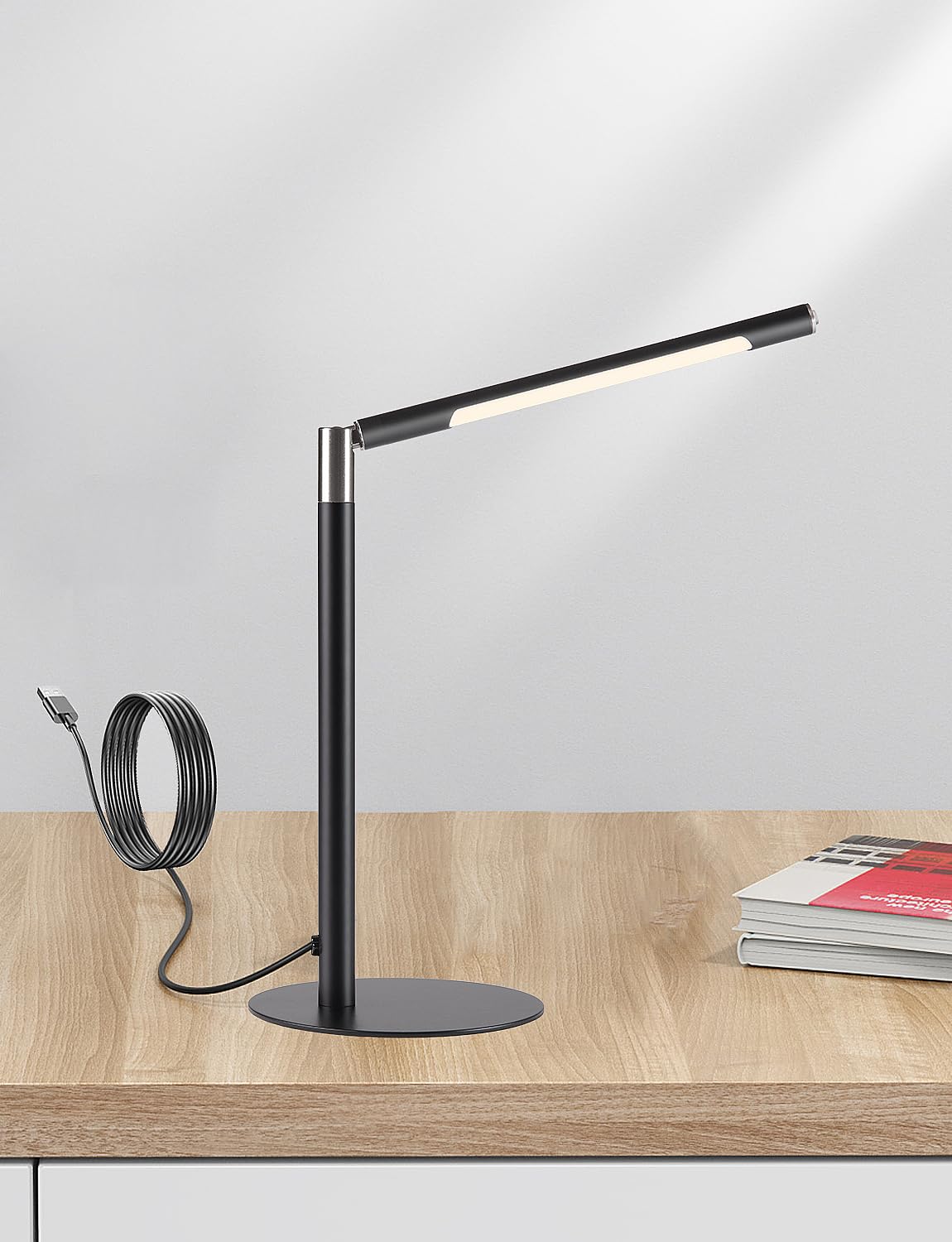 Lampada da scrivania a LED, lampada da scrivania per casa e ufficio, 3 modalità, luminosità infinitamente regolabile, in metallo, regolazione multi-angolo, lampada da scrivania rimovibile