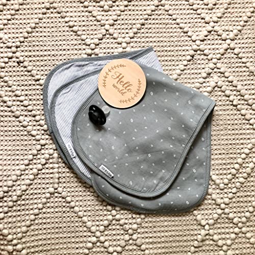 Ely's & Co. Baby Burp Cloths - 5pc Hourglass Shape with Extra Absorbent - Baby Bibs & Burp Cloths Baby Girl and Baby Boy, Newborn Essentials (Blue Leaf)4