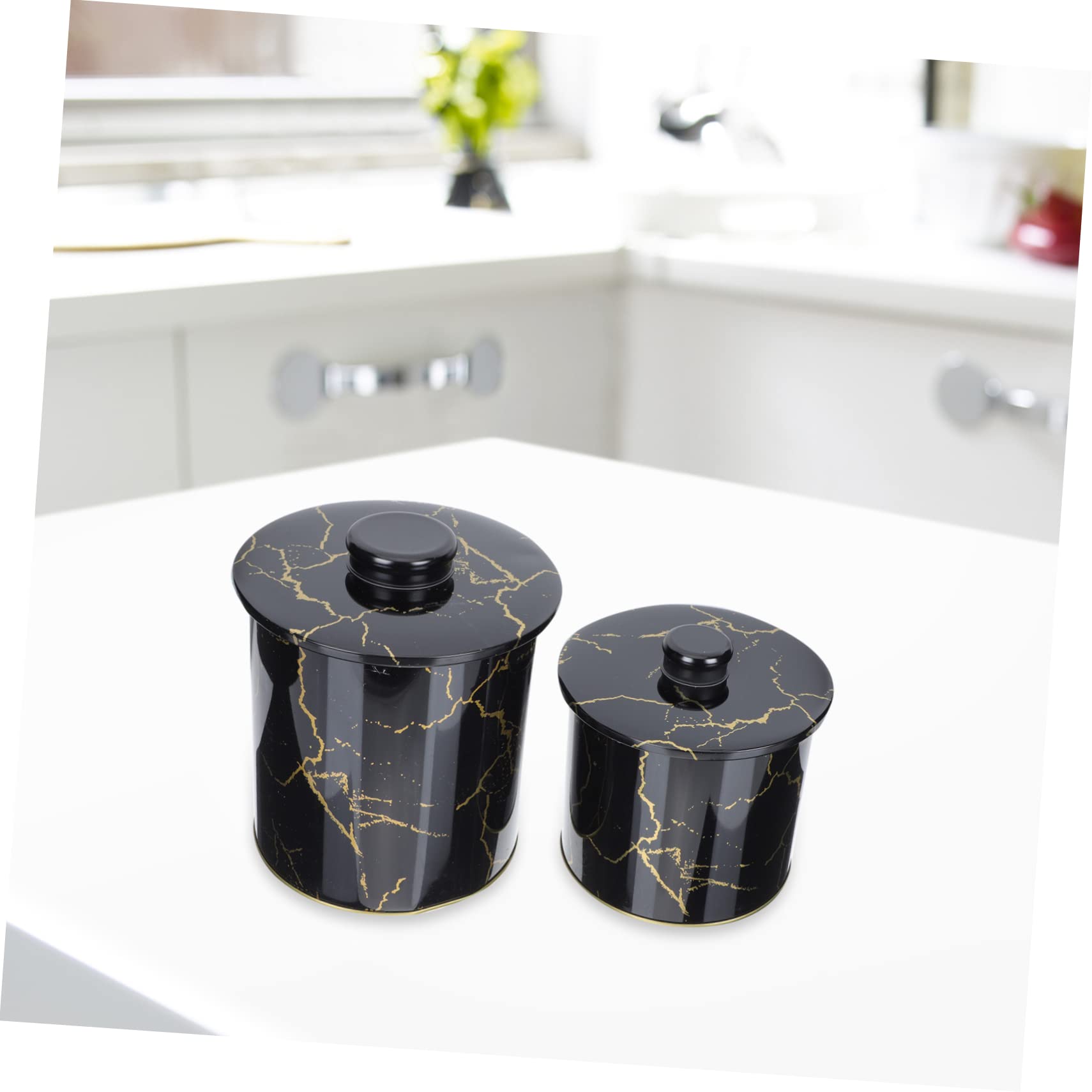 Didiseaon Set Da 2 Barattoli Porta Biscotti e Contenitori Per Caramelle in Latta Da Tè Coperchio, Design Nordico in Metallo Laminato Resistente Per La Conservazione e Decorazione Natalizia