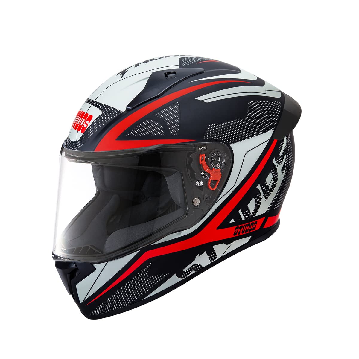 Studds Thunder Full Face Helmet D4 with Clear Visor (Matt Black N2, XL