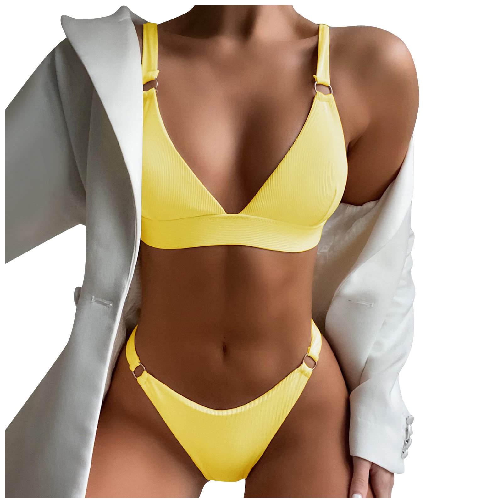 Genérico Bikini Thong Woman 2025 Swimsuits for Women Swimming Bikinis Sets Push Up Sexy Brazilian Swimsuit Halter Swimming Bathing Swimwear V Neck with And Thongs Vikinis Two Piece Swimming Pool